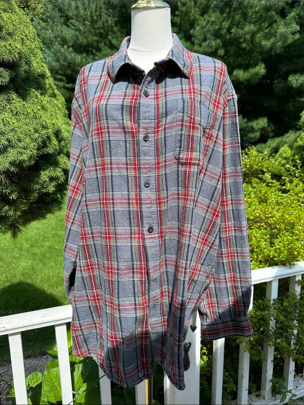 LL Bean plaid button up flannel shirt